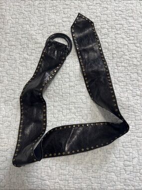 HYDE Black Studded Wide Leather Belt